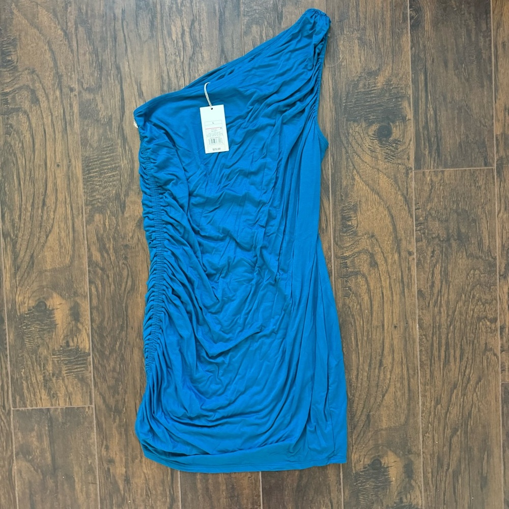 a new day NWT Large Blue Ruched One Shoulder Mini Dress